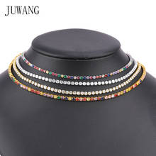 JUWANG 2021 New Fashion Choker Necklaces For Women AAA Cubic Zirconia Mosaic Line Chain Necklace Elegant Jewelry For Party 2024 - buy cheap