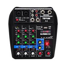 Bluetooth usb audio mixer 4 canais som mistura consoles amplificador mini misturador de áudio para a família desempenho palco k canções 2024 - compre barato