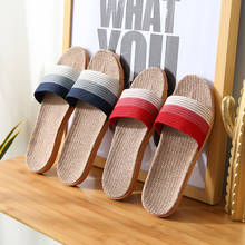Hot Summer Men Home Non-Slip Flat Shoes Women Cotton Linen Slides Couple House Mute Thick Floor Slippers Female Flax Flip Flops 2024 - buy cheap