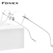FONEX Titanium Eyeglasses Men 2020 New Rimless Prescription Square Eyeglasses Women Frameless Myopia Optical Frames Eyewear 8559 2024 - buy cheap