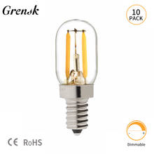 Grensk 10pcs/lot T20 Radio Refrigerator Lamp 1W Super Warm 2200K Retro LED Filament Bulb E12 E14 Base 110V 220VAC Dimmable Bulbs 2024 - buy cheap