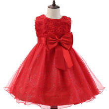 Кружевное платье принцессы для девочек; Рождественская одежда для дня рождения; Детские Свадебные платья с красным цветком; Детский зимний костюм для выпускного вечера 2024 - купить недорого