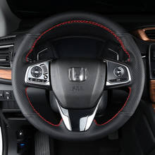 Cubierta de cuero para volante de coche, accesorio para Honda CRV CR-V, 2017, 2018, 2020, bricolaje, cosido a mano, juego de manijas, modificación Interior 2024 - compra barato