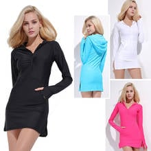 Women's Long Sleeve UV Sun Protection Rash Guard Shirt with Hood Side Slit Sexy Swimsuit Top Rashguard 4 Colors 2024 - buy cheap