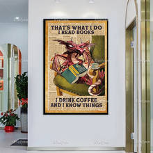 That's What I Do I Drink Coffee and I Know Things Vintage poster, Grumpy Dragon, Dragon Art Print Home Decor Wall Art Canvas 2024 - buy cheap