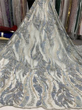 Tela de encaje africano para vestido de fiesta de boda, tejido de tul bordado francés con ZH-2986823 de cuentas 2024 - compra barato