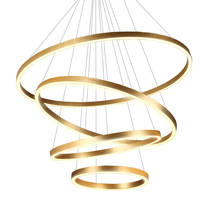 Modern luxury gold LED circle pendant lights bedroom living room lamps Nordic dining room ring duplete stairs hanging fixtures 2024 - buy cheap