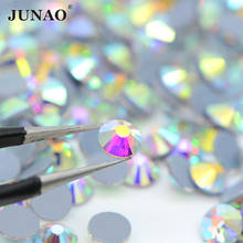 Junao 40 cores ss 6 10 16 20 30 cristal ab aplicação de pedras cristais de fixação ferro reta 2024 - compre barato