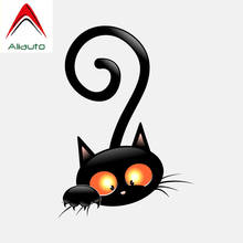 Adesivo de desenhos animados para carro aliauto, adesivo pvc fofo de gato preto para volkswagen polo golf 7, ford focus, renault, toyota, 11cm * 16cm 2024 - compre barato
