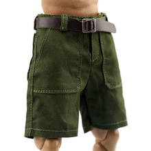 Pantalones cortos de vaquero soldado para hombre, modelo de cinco pantalones, conjunto de cinturón verde oscuro, F12 ", accesorios de ropa para muñecas, escala 1/6 2024 - compra barato