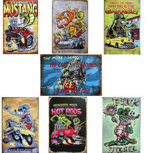 Rat Fink Tin Sign Hot Rods Cartoon Classic Vintage Club Garage Art Decor Iron Plate Paintings Bar Cafe Metal Plaques 2024 - buy cheap