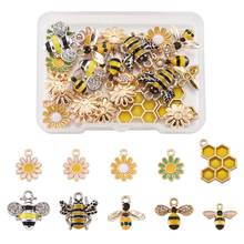 pandahall 28pcs/box Alloy Enamel Pendants for Jewelry Making DIY  With Bees & Daisy & Honeycomb 2024 - buy cheap