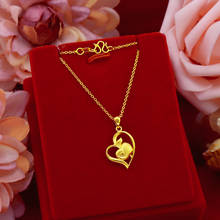 Fashion 24K Gold Pendant Necklaces For Women Wedding Engagement Jewelry Heart Apple Shape Yellow Gold Chain Necklace Choker 2024 - buy cheap