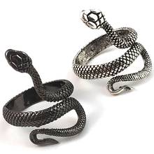 Vintage Gothic Punk Paint Spirit Snake Adjustable Ring Open Stereoscopic Exaggerated Silver Black Rings Women Men Unisex Jewelry 2024 - купить недорого
