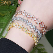 Pera Adjustable Marquise Cut CZ Crystal Elegant Leaf Shape Link Chain Bracelets Bangle for Femme Bridal Wedding Jewelry B203 2024 - buy cheap