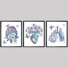 Vintage Anatomy Floral Heart Brain Wall Art Canvas Painting Retro Posters and Prints Wall Pictures Medical Doctor Clinic Decor 2024 - buy cheap