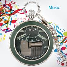 Men Hand-Crank Music Pocket Watch Luminous Green Surface Roman Numerals Dial Lady Flip Pocket Watch Wonderful Music Pendant Gift 2024 - buy cheap