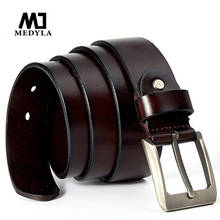 MEDYLA marca casual pantalones cinturón para hombres alta calidad natural piel de vaca completo pulido cinturón masculino para pantalones vaqueros casual hombres regalo de 2024 - compra barato