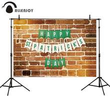Allenjoy photophone backdrops Happy St patrick's day Brick wall banner green party photographic backgrounds photocall photobooth 2024 - buy cheap