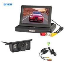 DIYKIT-Monitor inalámbrico para coche, cámara de visión nocturna IR impermeable, 800x480, 5 ", reversa de respaldo, vista trasera de coche 2024 - compra barato