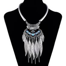 Модное этническое богемное ожерелье-чокер для женщин, эффектное винтажное ожерелье с листьями, цепочкой, кисточкой, воротником, бусинами, резное колье, ювелирное изделие 2024 - купить недорого