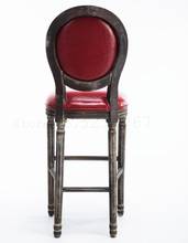Простой американский Ретро твердый деревянный барный стул спинка старый неоклассический Европейский деревянный высокий стул барный стул кожа 2024 - купить недорого