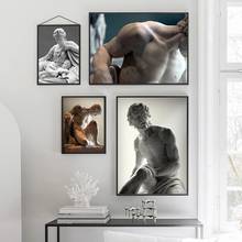 Imagens de arte de parede para sala de estar e casa, homem preto e branco, escultura muscular, tela, posteres e impressões de nude, decoração 2024 - compre barato