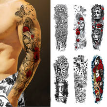 Водостойкая Временная тату-наклейка, тотем, Геометрическая полноразмерная тату на всю руку, рукав большого размера, искусственная татуировка, тату для тела для мужчин и женщин 2024 - купить недорого
