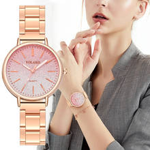Montre femme YOLAKO Модные Простые градиентные часы с ремешком из нержавеющей стали женские кварцевые часы bayan kol saati женские часы #10 2024 - купить недорого