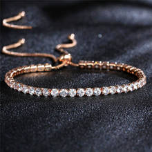 Pulseira e bracelete de cristal de zircônia cúbica, pulseira ajustável para mulheres, joia de casamento 2024 - compre barato