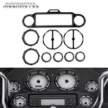 Motorcycle 9pcs Black Stereo Accent+Speedometer+Speaker Trim Ring For Harley Touring Street Glide Road Glide Electra Glide 96-13 2024 - buy cheap