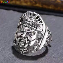 BOCAI S990 Sterling Silver Rings for Men 2021 Fashion Retro GUANYU Dragon Scale-Pattern Pure Argentum Popular Amulet Jewelry 2024 - buy cheap