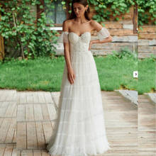 Sweetheart Wedding Dress Boho Bohemian 2021 Floor Length Off Shoulder A-Line Robe De Mariee Custom Made For Bridal White Beach 2024 - buy cheap