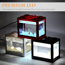 Mini aquário com luz de led para decoração, 6 cores, usb, caixa de animais de estimação, para tanque de peixes, casa, répteis, casa, sala de estar 2024 - compre barato