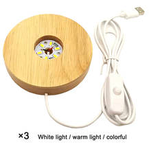 LED Light Lamp, Wooden Round Lights Display Base USB Cable Base Stand for 3D Crystal Ball Jewelry Glass Resin Art Vase Acrylic 2024 - buy cheap
