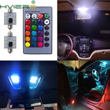 Lâmpada led rgb para carro, 2x, 5050, 6smd, luz de led para automóvel, controle remoto, luz colorida de leitura, lâmpada para porta 2024 - compre barato