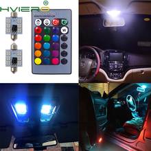 Luz Led de techo para coche, lámpara de lectura colorida con control remoto, bombillas para puerta, c5w, RGB 5050 6SMD, 2 uds. 2024 - compra barato