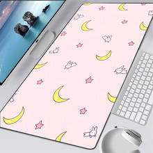 Mousepad rosa de anime para jogos, mousepad fofo kawaii xl de borracha com borda de travamento para otaku, tapete de mesa para laptop e notebook 2024 - compre barato