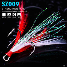 100pcs/lot New Fishing Equipment 2#-10# Black Fishing Hook with Green+Red Feather Fishing Tackle Fishing Lure 2024 - buy cheap