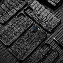 Heavy protective shockproof Real Crocodile case For Iphone 12 pro max 12 Genuine leather cover For iphone 11 pro xr xs max 8plus 2024 - купить недорого