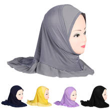 Мусульманский детский хиджаб для девочки, исламский шарф в арабском стиле, шали, головной платок, тюрбан, шапки, Детская накидка на голову, арабский шарф, головной платок, Новинка 2024 - купить недорого