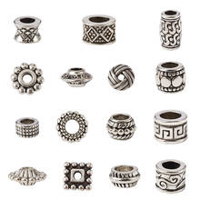 300 pçs/caixa estilo tibetano contas de liga grande buraco contas cor prata antiga para fazer jóias diy pulseira colar descobertas 2024 - compre barato