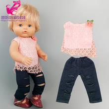 Ropa de muñeca de 40 cm, medias superiores de encaje rosa para Nenuco de 16 pulgadas, Ropa Y Su hermana, 38cm, camisa de muñeca, pantalones vaqueros 2024 - compra barato