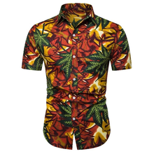 Ethnic Style Printed Men Casual Shirt Lapel Neck Short Sleeve Streetwear Tops Loose Beach Shirt Tropical Hawaiian Shirt for Men 2024 - buy cheap