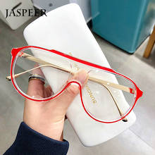 JASPEER Oversized Computer Glasses Women Anti Blue Eye Glass Men Brand Designer Blue Light Blocking Metal Fashion Eyewear 2024 - buy cheap