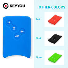 KEYYOU For Renault Clio Logan Megane 2 3 Koleos Scenic Card Key Protector Holder Car key Silicone Rubber Cover Case 4 Buttons 2024 - buy cheap