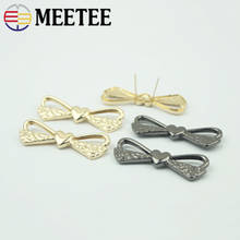 Meetee 10/20pcs 17X47mm Metal Heart Bows Shoes Buckles Bag Decorative Bow Pin Buckle DIY Hardware Slider Hook Accessories BF767 2024 - buy cheap