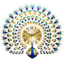 Large Peacock Wall Clock 3d Luxury Entrance Decoration Clocks Creative Living Room Wall Watches Home Decor Silent Gift SC462 2024 - buy cheap