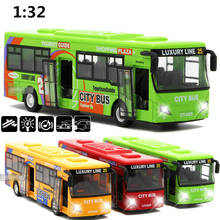 1:32 alta simulação cidade ônibus liga modelos de carro metal diecastas veículos brinquedo puxar para trás & piscando & musical frete grátis 2024 - compre barato