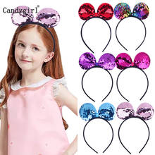 Sequin Little Mouse Ears Headband Shiny Reversible Cute Hair Bands For Girls Party Feastival Birthday Bling Hair Accessories 2024 - buy cheap